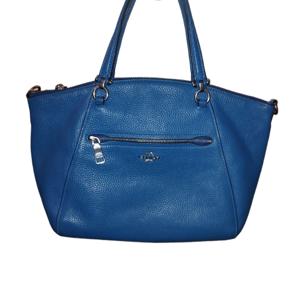 Bright blue Coach Prairie Satchel soft Pebble leather